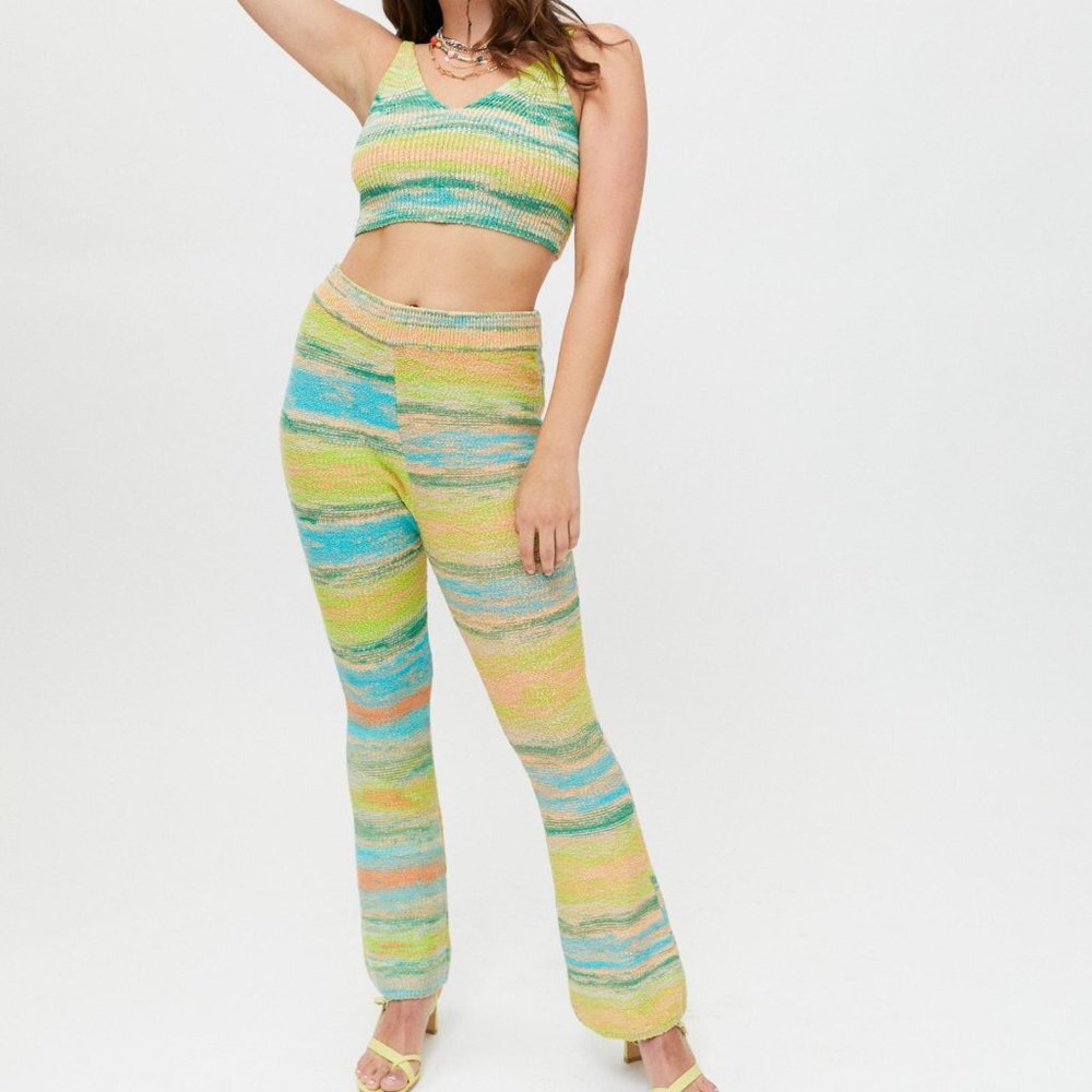 Urban Outfitters Space Dye Knit Tank & Flare Pants Set